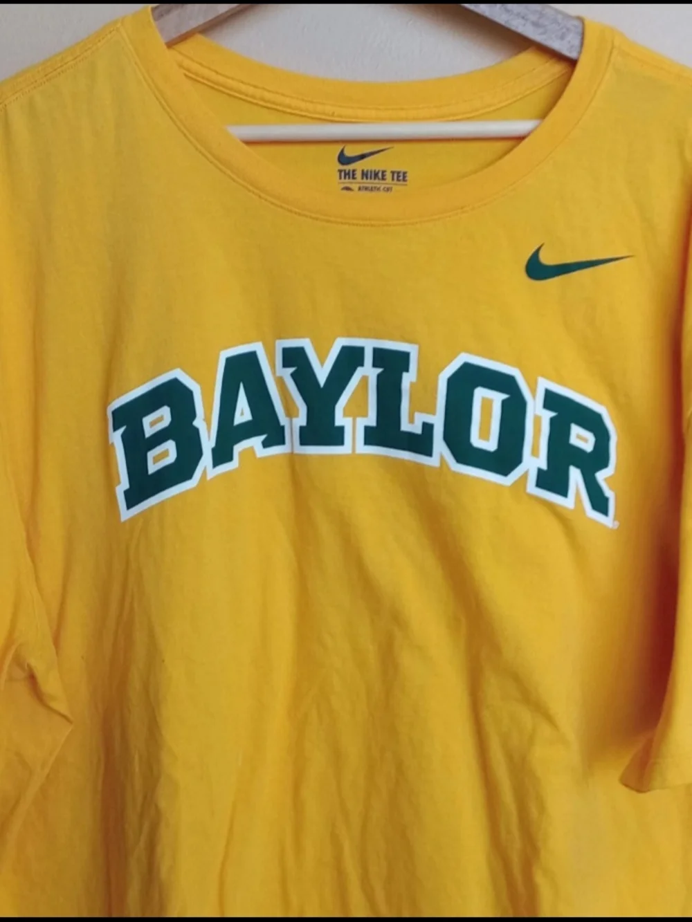 Nike Baylor Yellow T-Shirt with Blue Logo Print